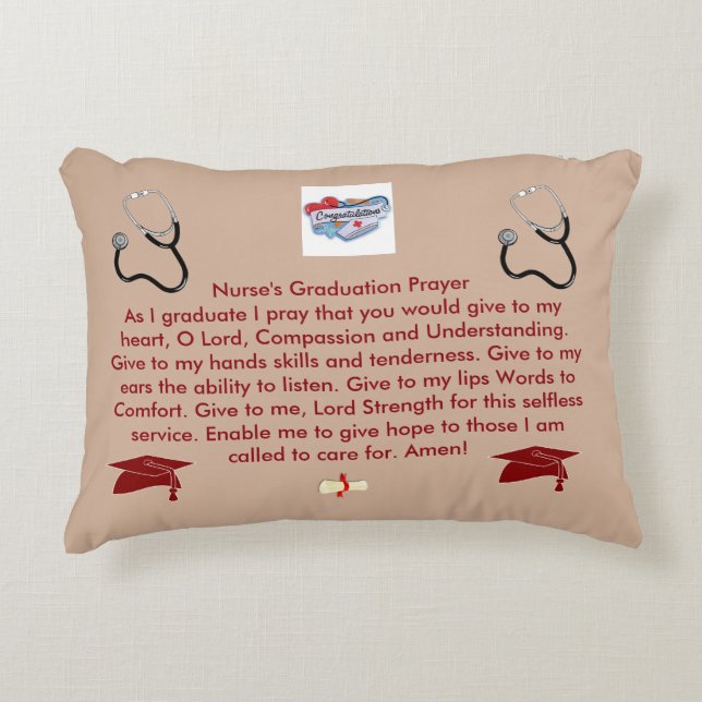 Nurse's Graduation Prayer Decorative Pillow (Front)