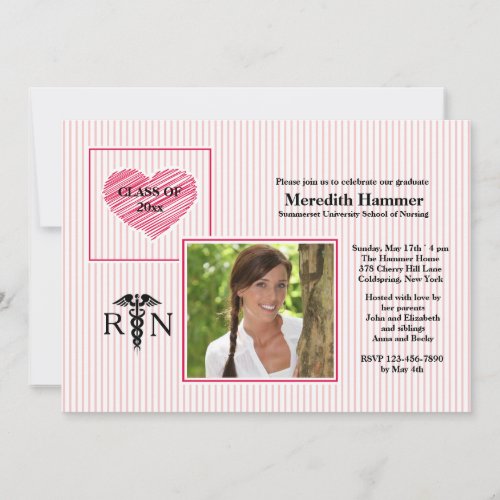 Nurses Have Big Hearts Photo Graduation Invitation