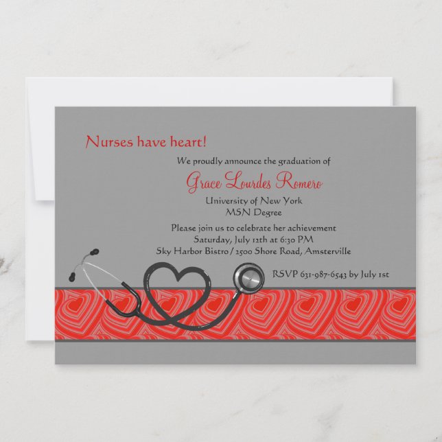 Nurses Have Heart Graduation Invitation (Front)