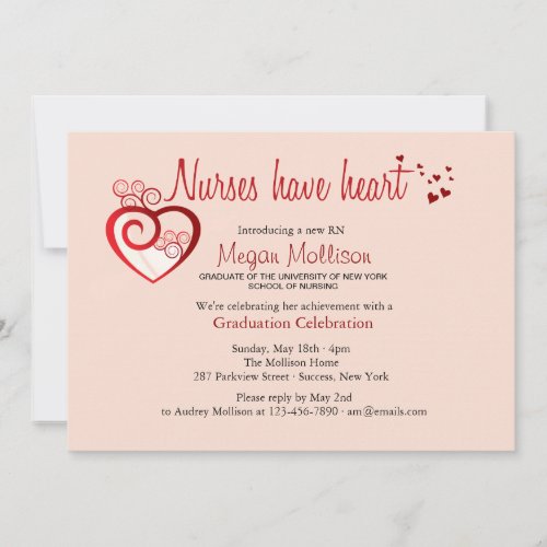 Nurses Have Heart Graduation Invitation