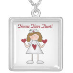 Nurses Have Heart T-shirts and Gifts Silver Plated Necklace