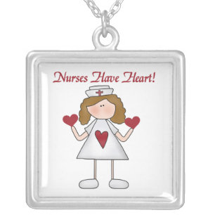 Nurses Have Heart T-shirts and Gifts Silver Plated Necklace