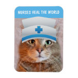 Nurses Heal The World Cat Magnet at Zazzle