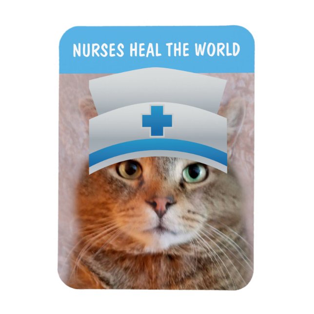 Nurses Heal The World Cat Magnet (Vertical)