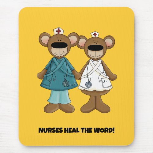 Nurses heal the World Cute Teddy Bears Mouse Pad