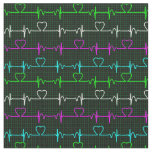 Nurses Heart rhythm ecg Black and White Doctor Fabric
