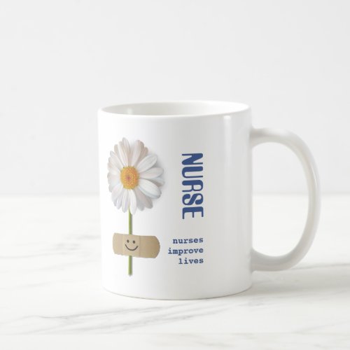 Nurses improve lives Smiling Daisy Custom Name Coffee Mug