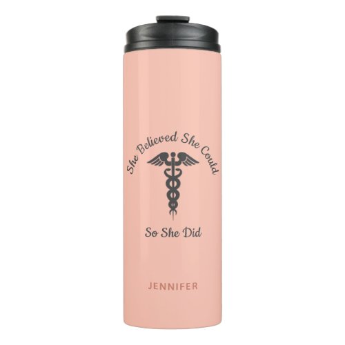 Nurses Inspirational Blush Pink Personalized  Thermal Tumbler