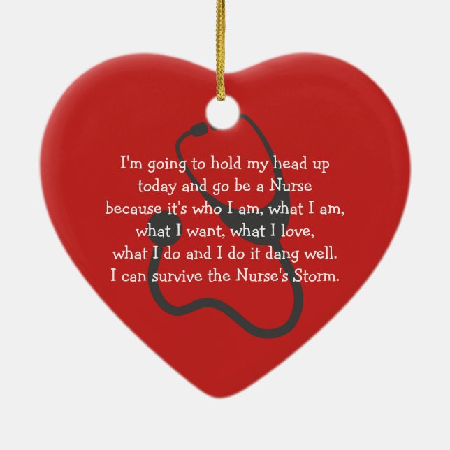Nurse's Inspirational Heart Christmas Gift Ceramic Ornament (Back)