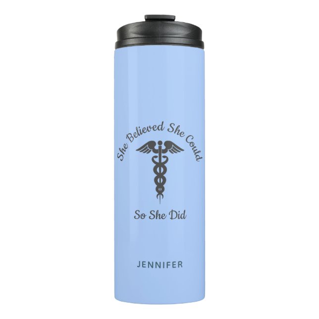 Nurse's Inspirational Pastel Blue Personalized Thermal Tumbler (Front)