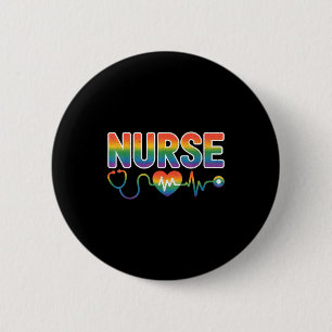 Nurse's Life Lgbt Heart Stethoscope Nurse Week Button