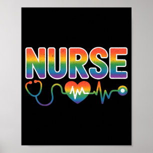 Nurse's Life Lgbt Heart Stethoscope Nurse Week Poster