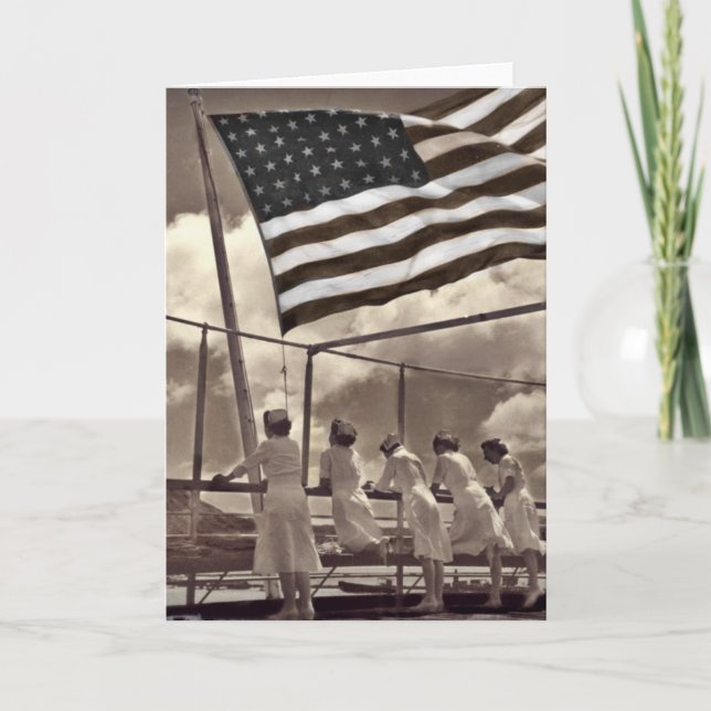 Nurses Looking at an Island 1945 Card (Front)