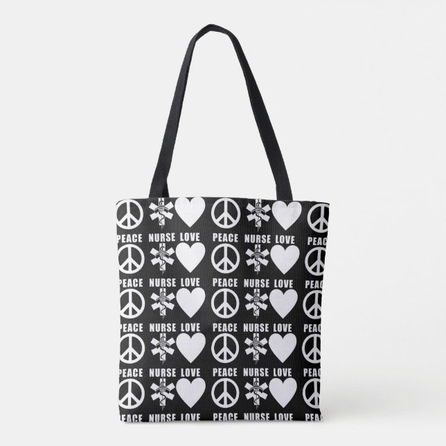 Nurses Love Peace      Tote Bag (Back)