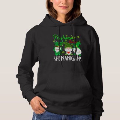 Nurses Love Shenanigans Funny Gnomes Nurse St Patr Hoodie