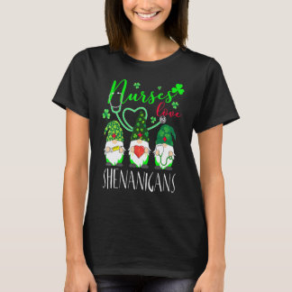 Nurses Love Shenanigans Funny Gnomes Nurse St Patr T-Shirt
