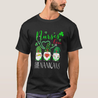 Nurses Love Shenanigans Funny Gnomes Nurse St Patr T-Shirt