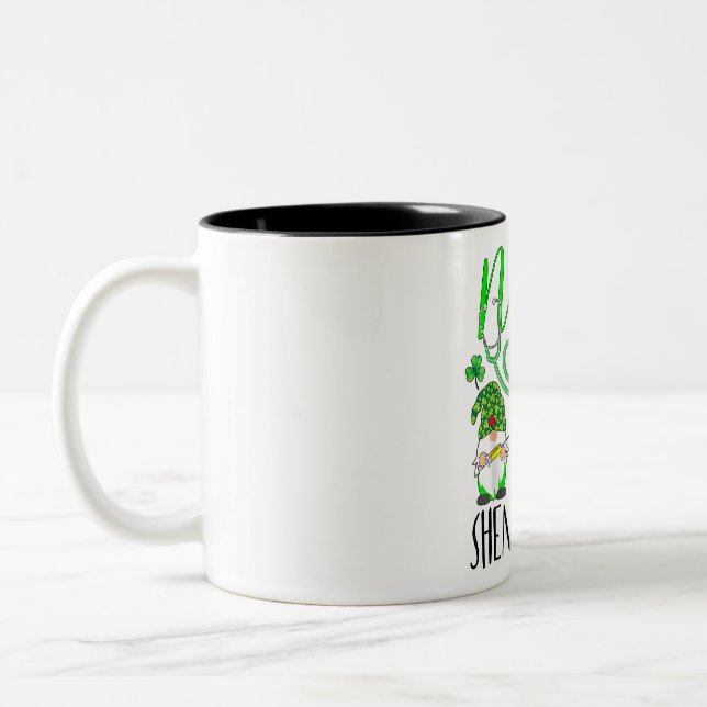 Nurses Love Shenanigans Funny Gnomes Nurse St Patr Two-Tone Coffee Mug (Left)