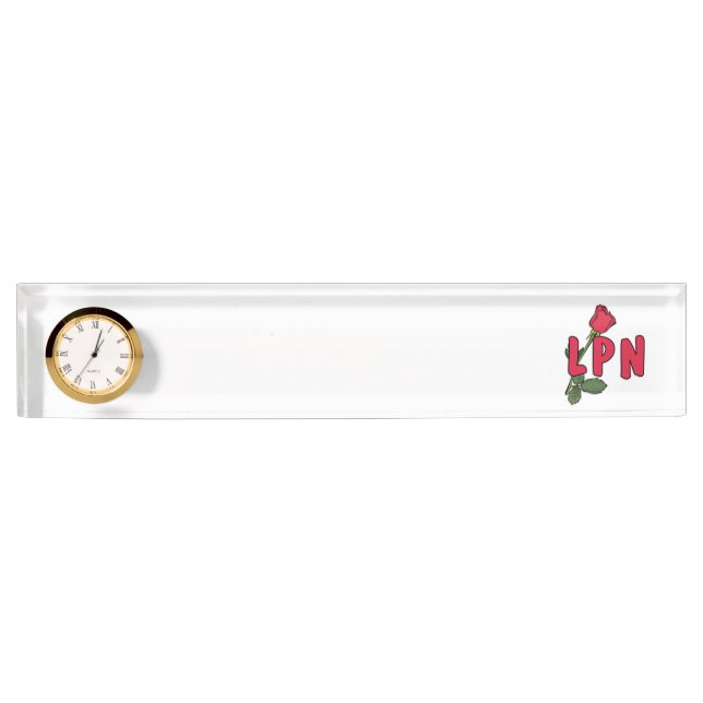 Nurses LPN Rose Desk Name Plate (Front)