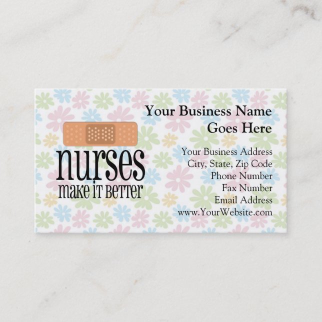 Nurses Make it Better, Bandage Business Card (Front)