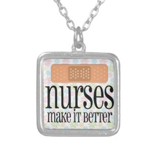 Nurses Make it Better, Bandage Silver Plated Necklace