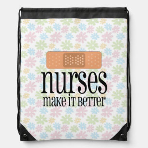 Nurses Make it Better, Cute Nurse Bandage Drawstring Bag