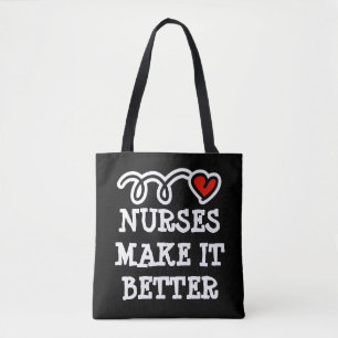 Nurses make it better quirky heart tote bag