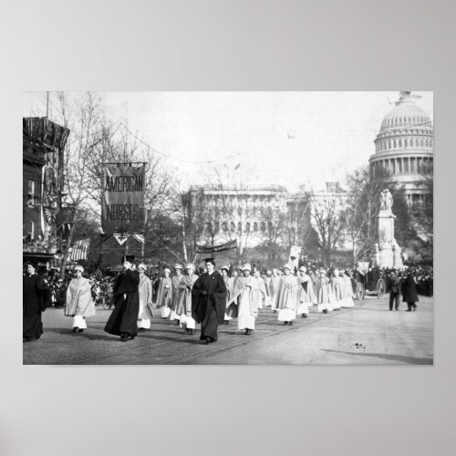 Nurses Marching In Suffragette Parade Poster