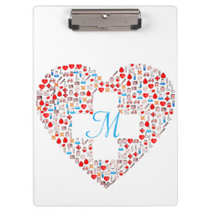Nurse's medical heart collage clipboard
