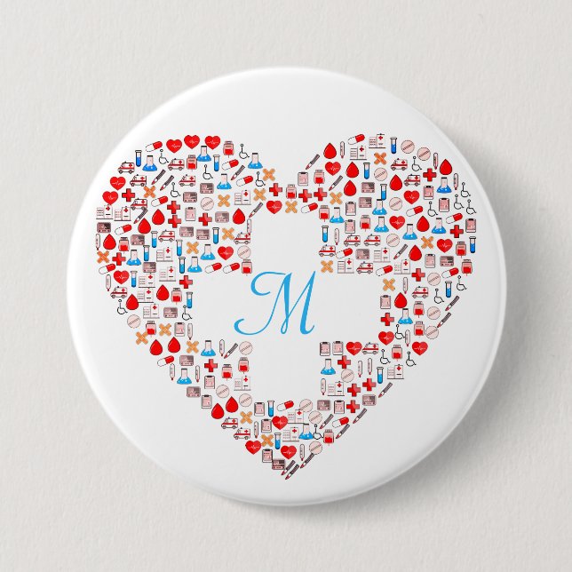 Nurse's medical heart collage pin (Front)