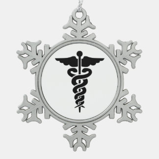 Nurses Medical Symbol Snowflake Pewter Christmas Ornament