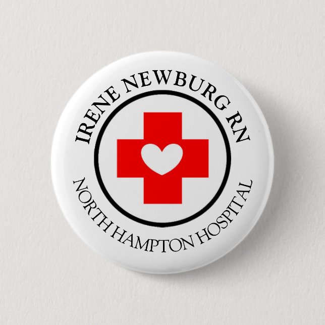 Nurse's Name Badge and Logo or Symbol  Button (Front)