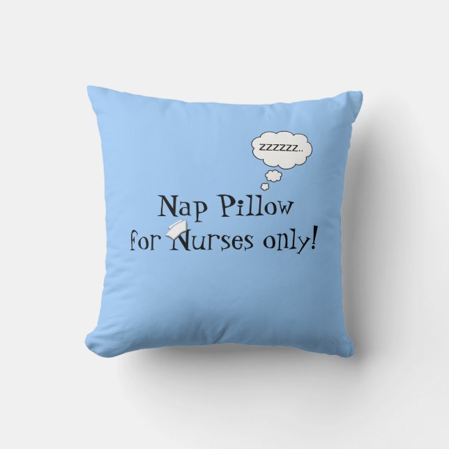 Nurses Nap Pillow-Blue Throw Pillow (Front)