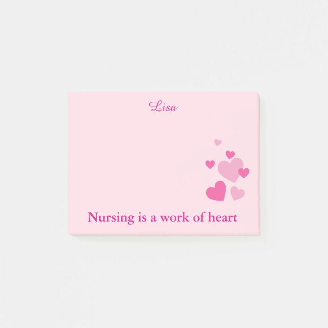 Nurses pink hearts post-it notes (Front)