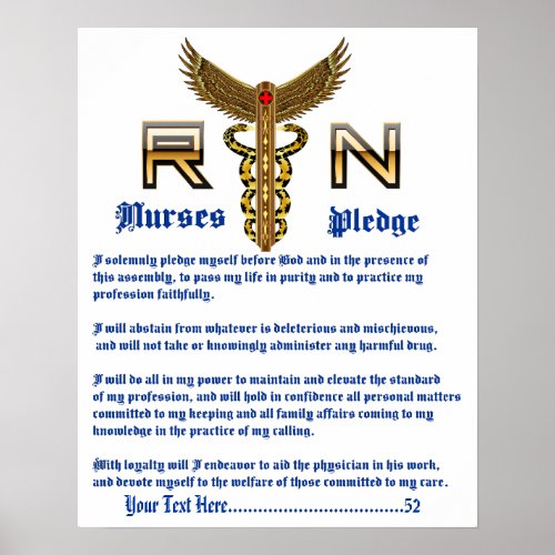 Nurses Pledge 16X20 Please View About Design Poster