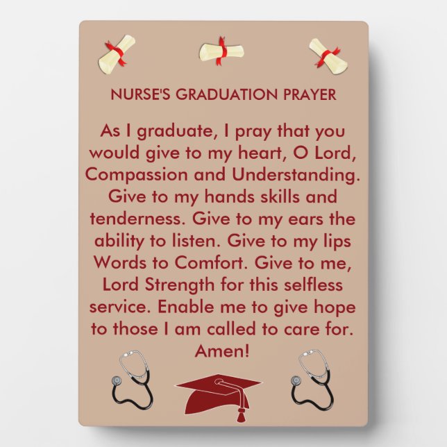 Nurse's Prayer Graduation Plaque (Front)