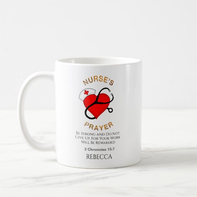  Nurses Prayer Heart Scripture Personalized  Coffee Mug (Left)