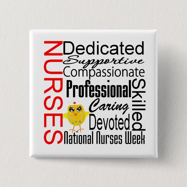 Nurses Recognition Collage:  National Nurses Week Pinback Button (Front)