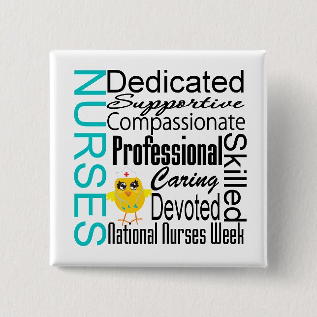 Nurses Recognition Collage - National Nurses Week Pinback Button (Front)
