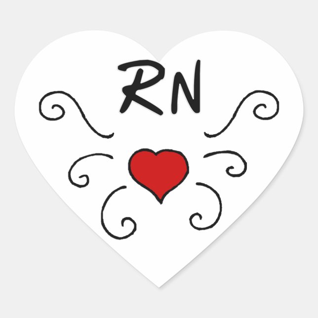 Nurses RN Love Tattoo Heart Sticker (Front)