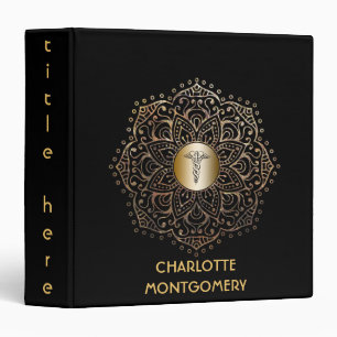 Nurses RN LPN Caduceus Nursing Gold Monogrammed Binder