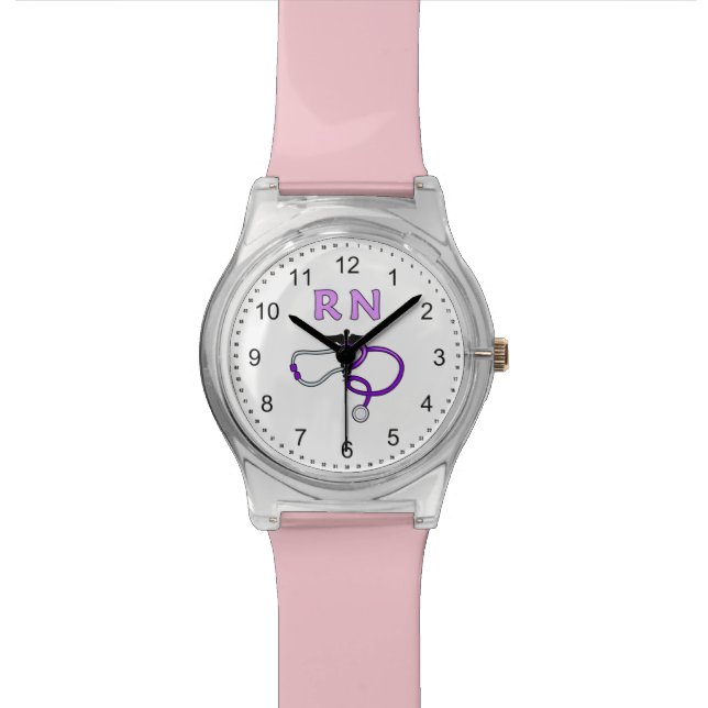 Nurses RN Stethoscope Wrist Watch (Close Up)