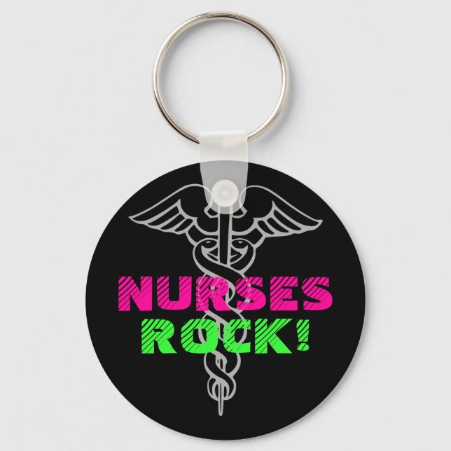 Nurses Rock Keychain | Neon colors (Front)