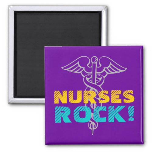 Nurses Rock Magnet with caduceus symbol