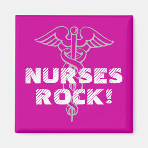Nurses Rock! Magnet with caduceus symbol