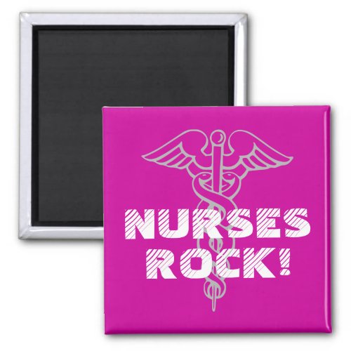 Nurses Rock Magnet with caduceus symbol