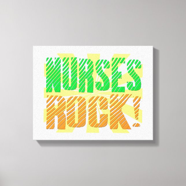 Nurses Rock, Orange and Green Fun Canvas Print (Front)
