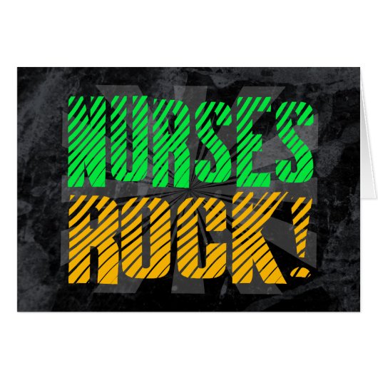 Nurses Rock, Orange and Green Fun Cards (Front Horizontal)