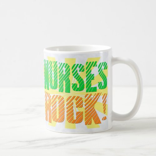 Nurses Rock Orange and Green Fun Coffee Mug