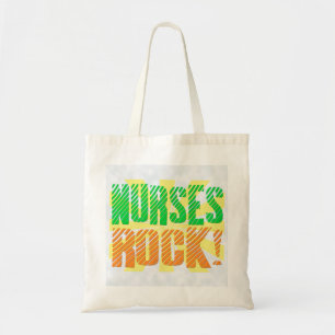 Nurses Rock, Orange and Green Fun Tote Bag